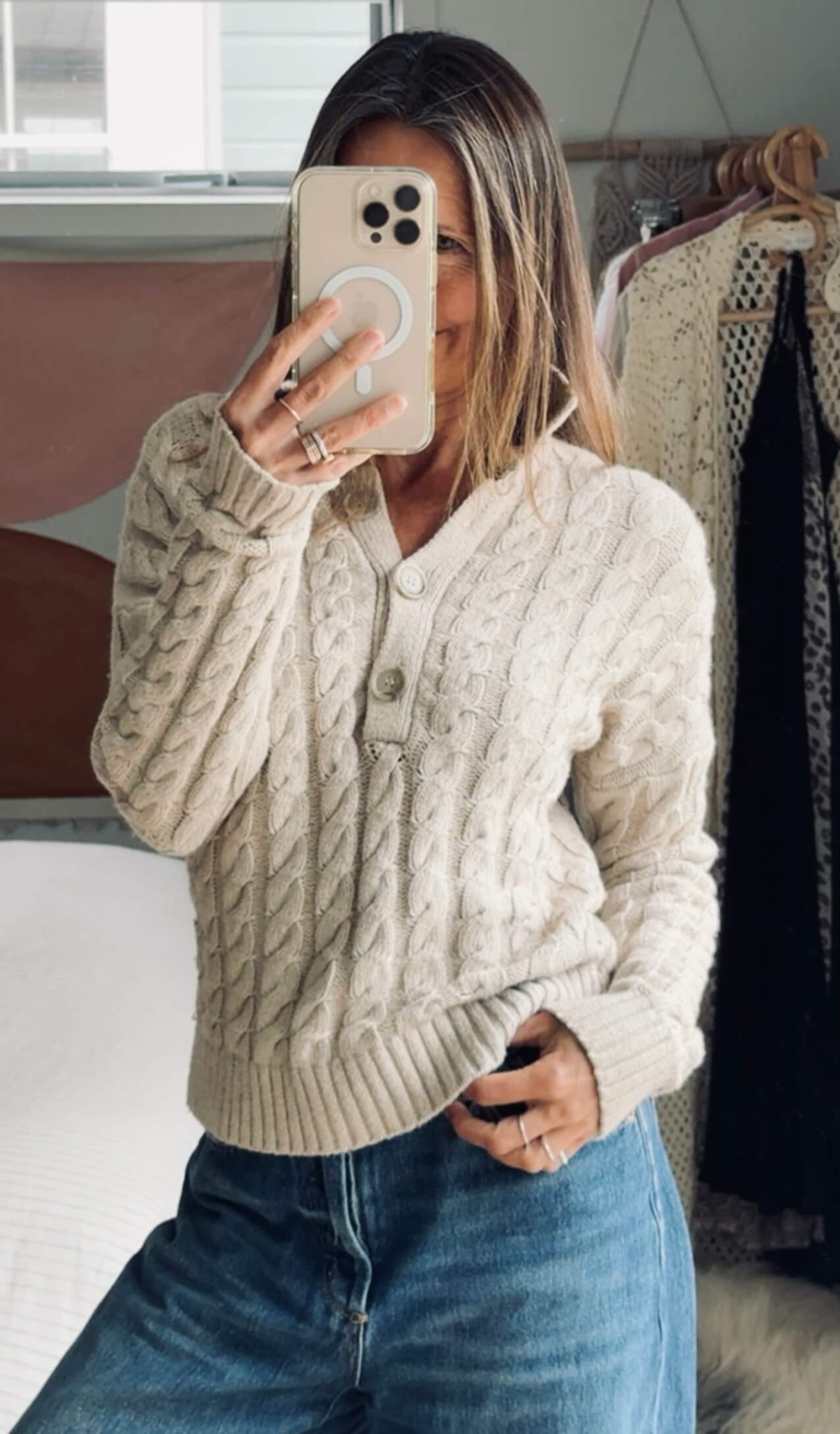 SEED HERITAGE // Oatmeal Cable Knit // Cotton/Merino blend // XXS