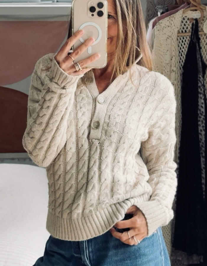 SEED HERITAGE // Oatmeal Cable Knit // Cotton/Merino blend // XXS