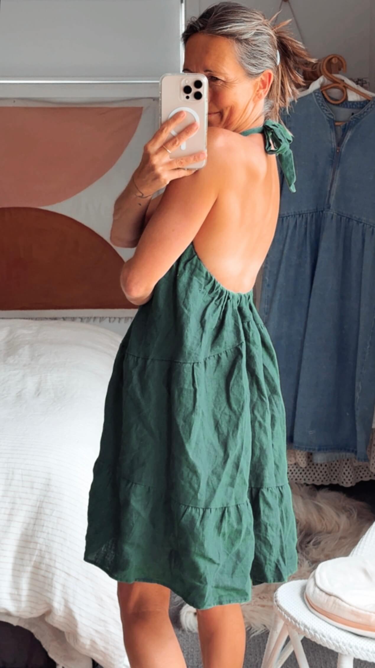 AERE // Linen Halter Dress // Green // Size 6