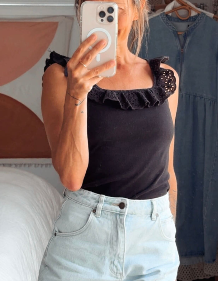 H&M // Black Cotton Cami // Small