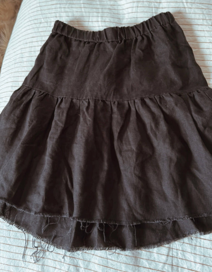 NECHE Black Linen Skirt // Small