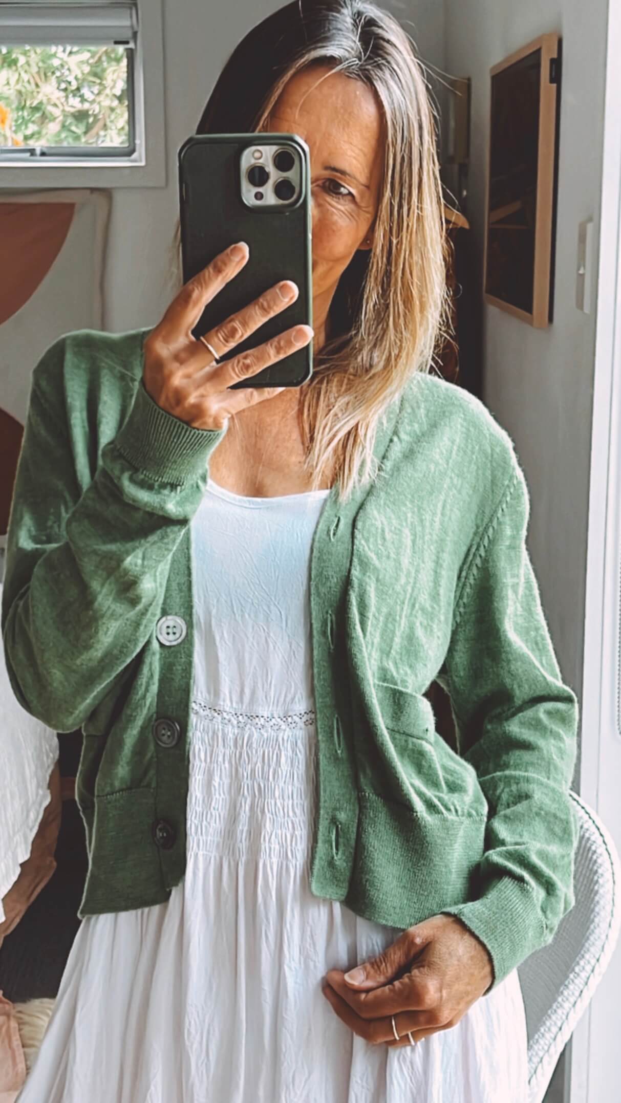 Cropped Merino Cardi // Summer Grass // Large