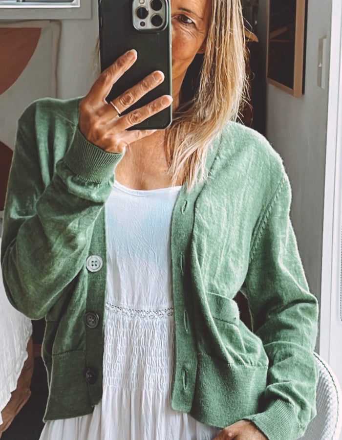 Cropped Merino Cardi // Summer Grass // Large