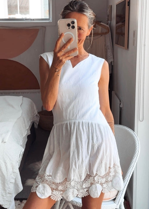 BLAK // Cotton Crochet Lace Mini Dress // White // Size 8
