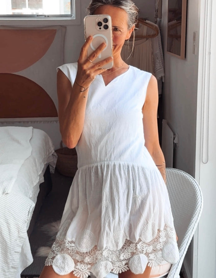 BLAK // Cotton Crochet Lace Mini Dress // White // Size 8
