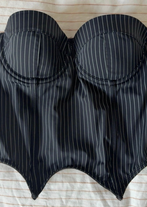 GLASSONS // Pinstriped Corset // Navy // Size 10