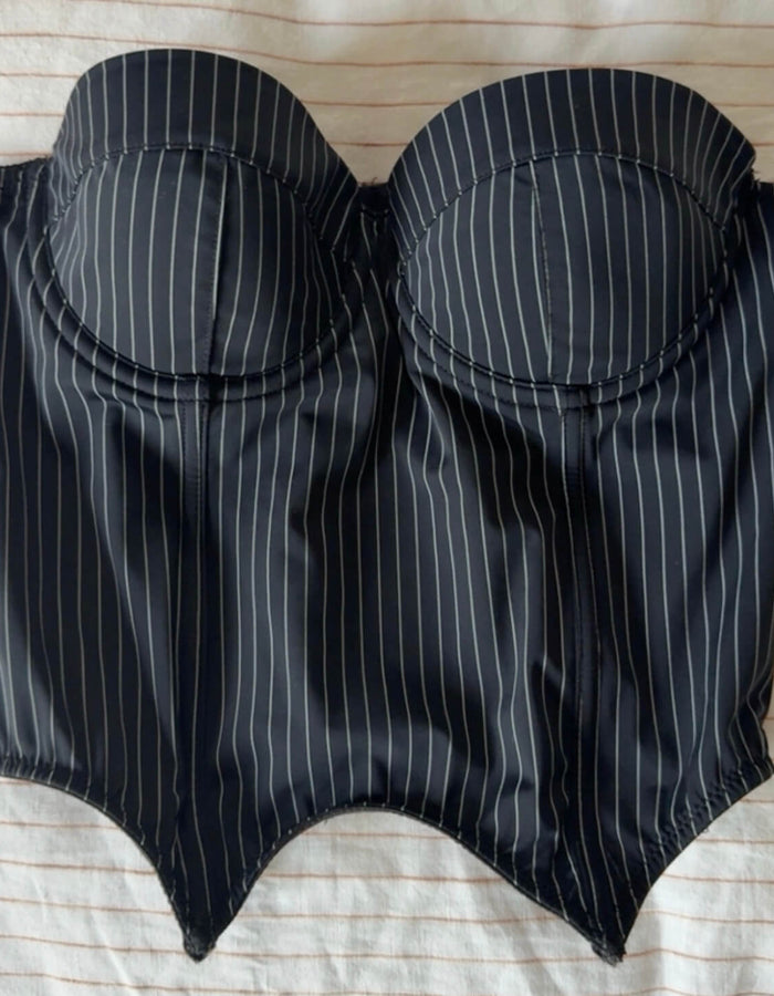 GLASSONS // Pinstriped Corset // Navy // Size 10