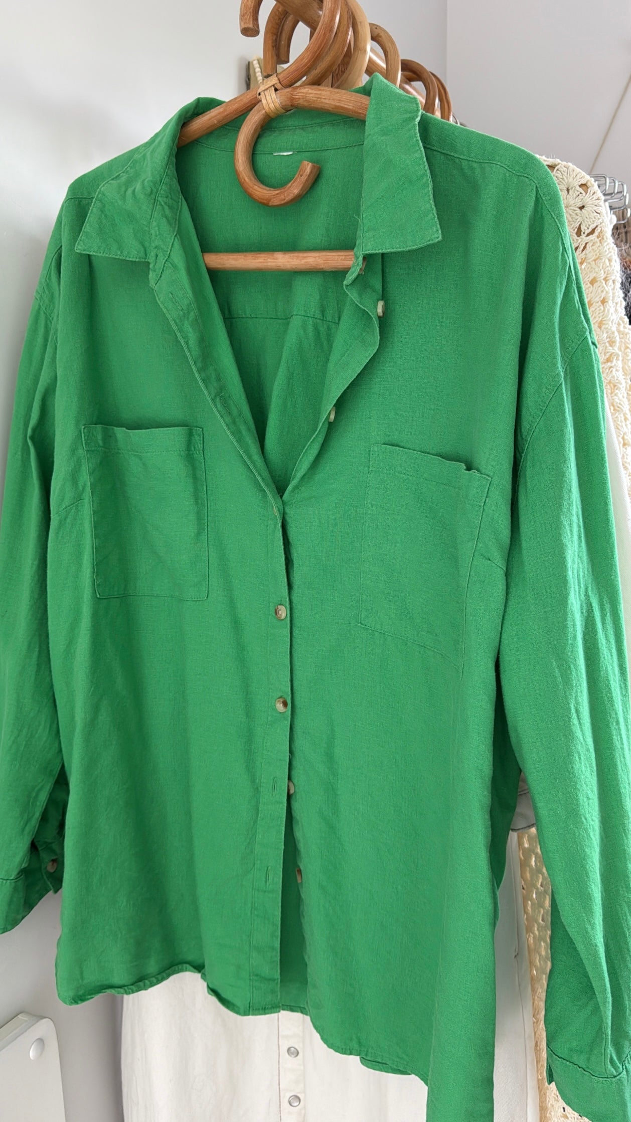 Linen Shirt // Parakeet Green // Free Size