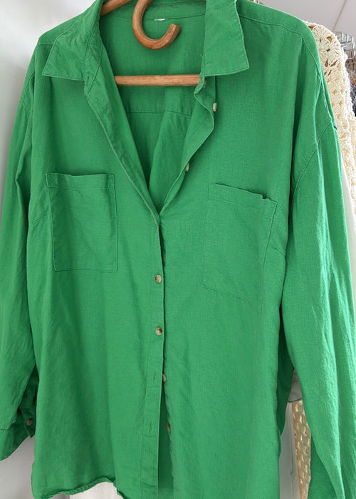 Linen Shirt // Parakeet Green // Free Size