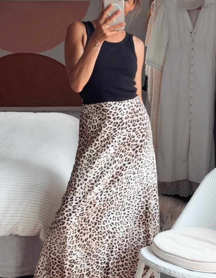 COTTON ON // Linen Blend Maxi Skirt // Animal Print // Size 6