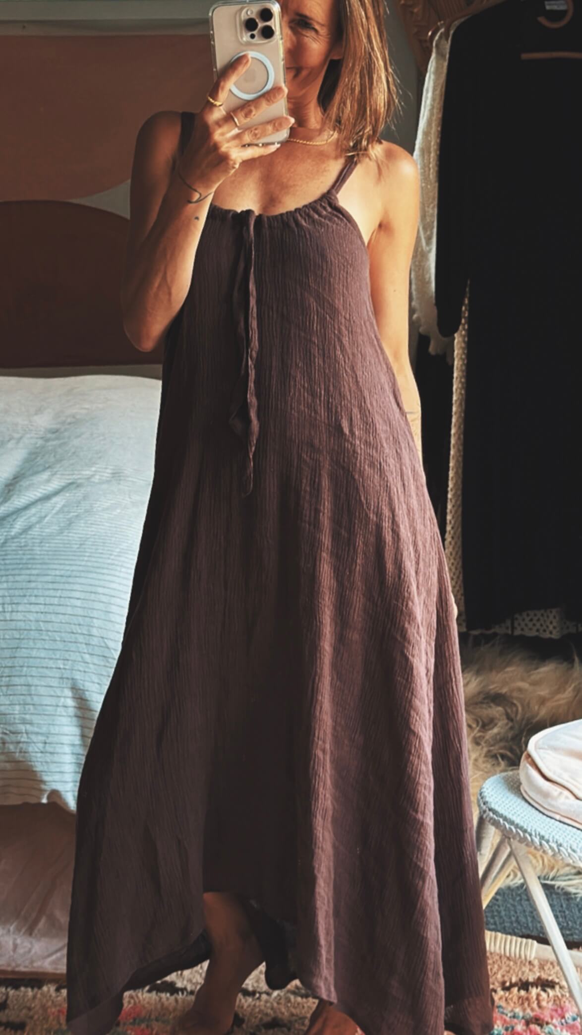 NEON COLLECTIVE Linen Dress // Chocolate // S/M