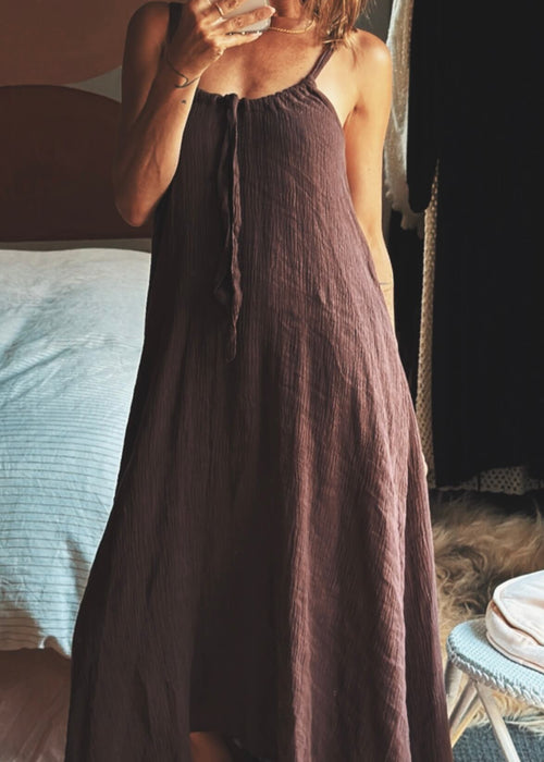 NEON COLLECTIVE Linen Dress // Chocolate // S/M