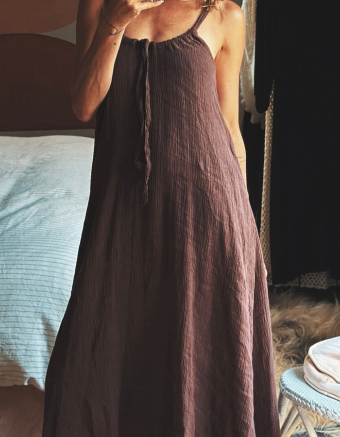 NEON COLLECTIVE Linen Dress // Chocolate // S/M