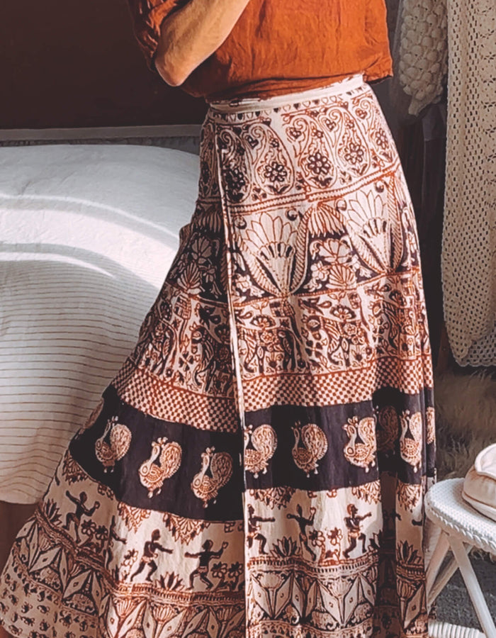 Indian Wrap Maxi Skirt // free Size