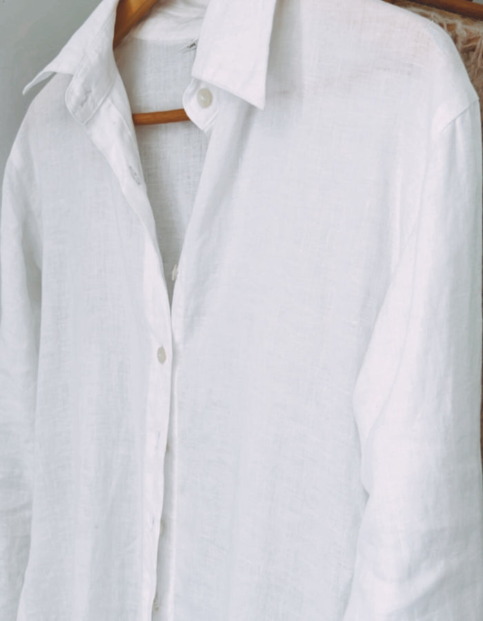 Linen Maxi Shirt Dress // Medium