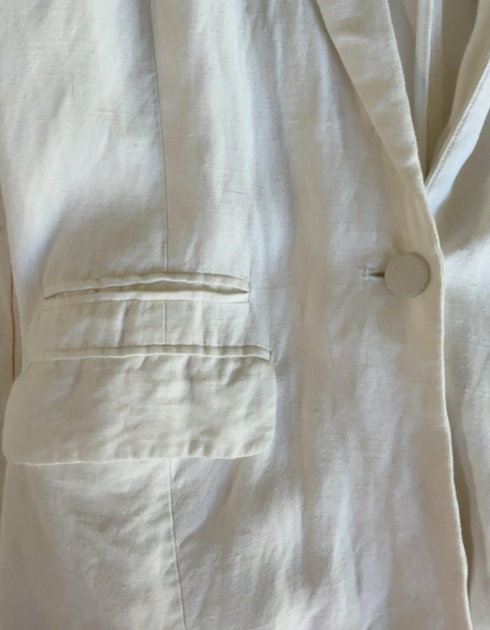 WanLi // White Linen Blazer/Sheer Sleeves // Small