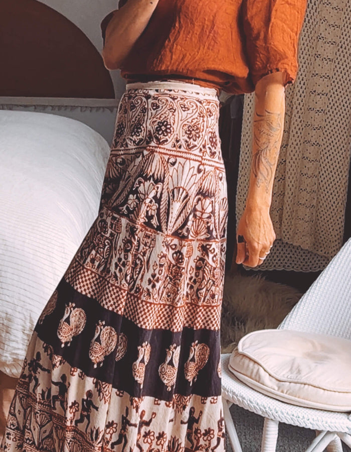 Indian Wrap Maxi Skirt // free Size