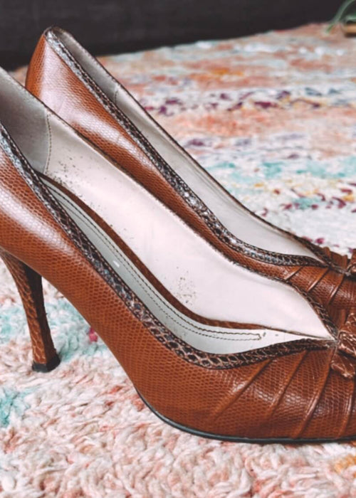 Sachi Vintage Snakeskin Leather Heels // Size 9 (EUR 39-40)