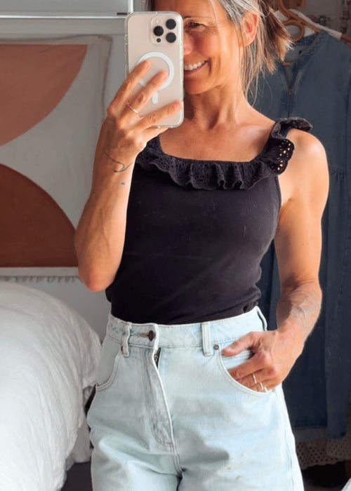 H&M // Black Cotton Cami // Small