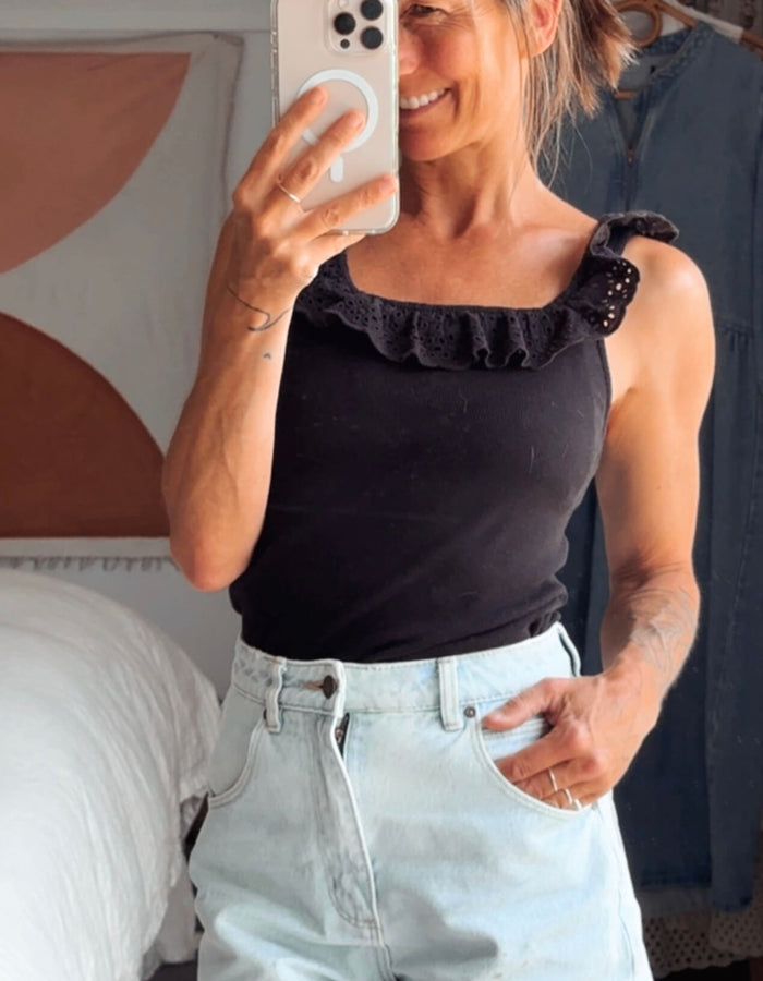 H&M // Black Cotton Cami // Small