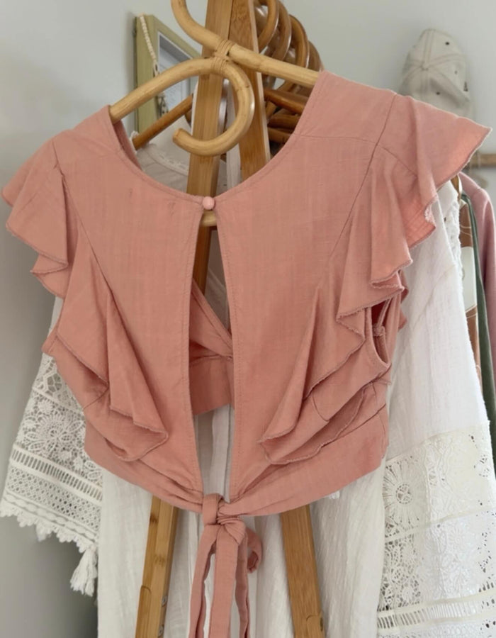WHO I AM // Ruffle Crop Top // Dusty Pink // Size 8