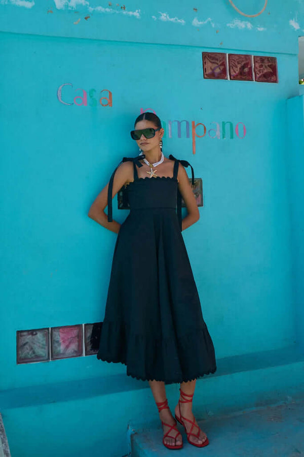 HAVEN // Brasilia Tie Maxi Dress // Black // SMALL