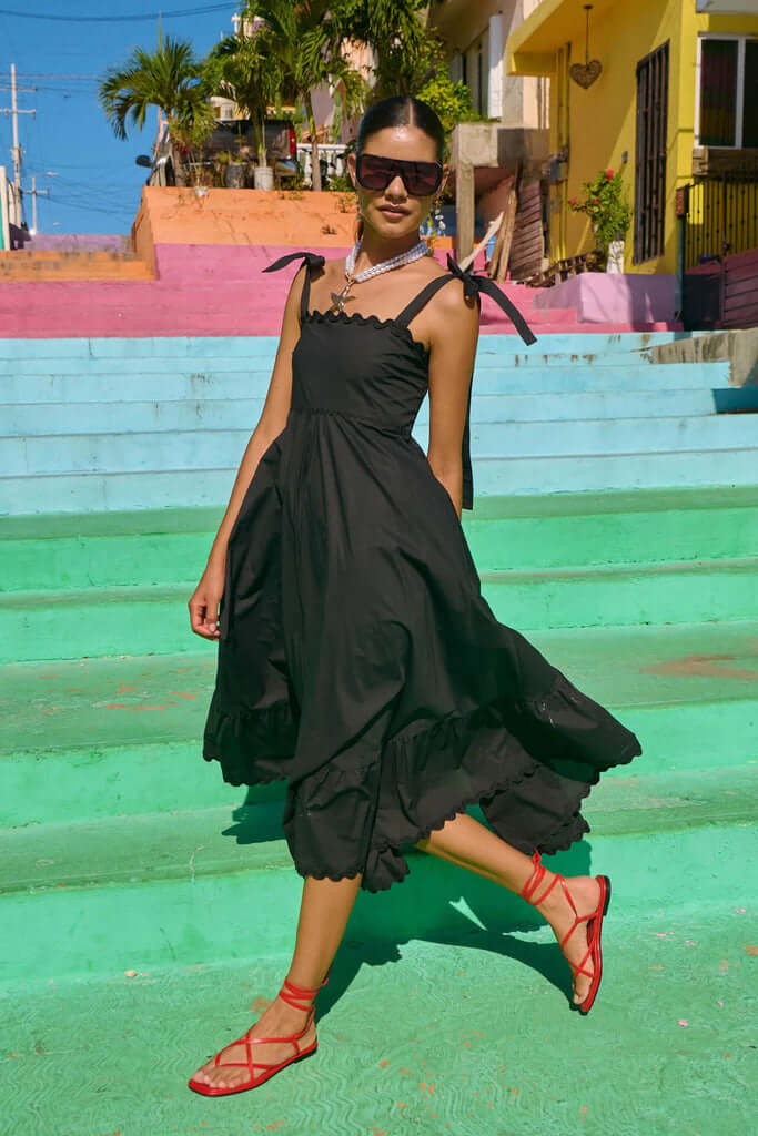 HAVEN // Brasilia Tie Maxi Dress // Black // SMALL