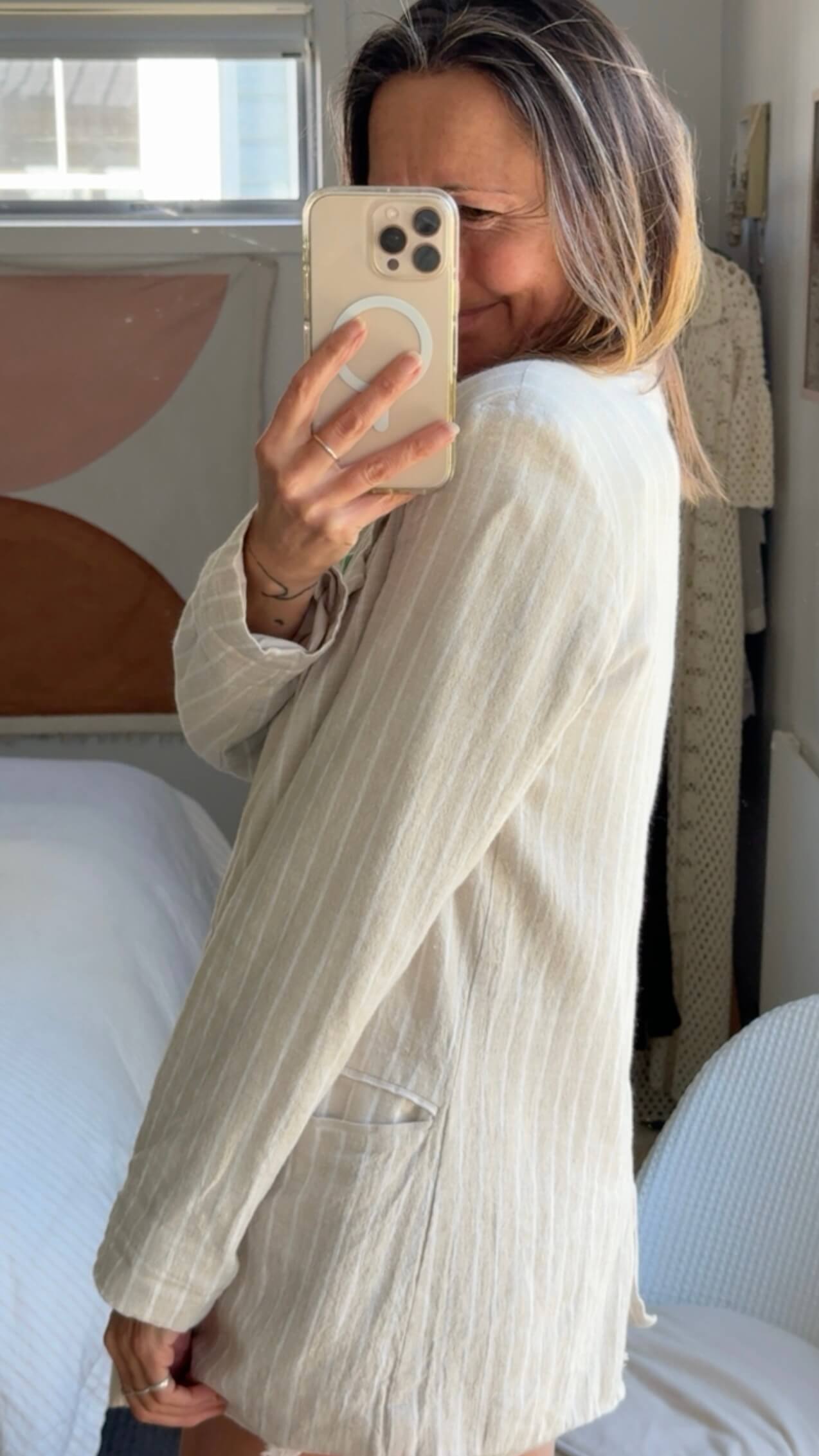 NO LABEL // Striped Linen Blazer // Medium