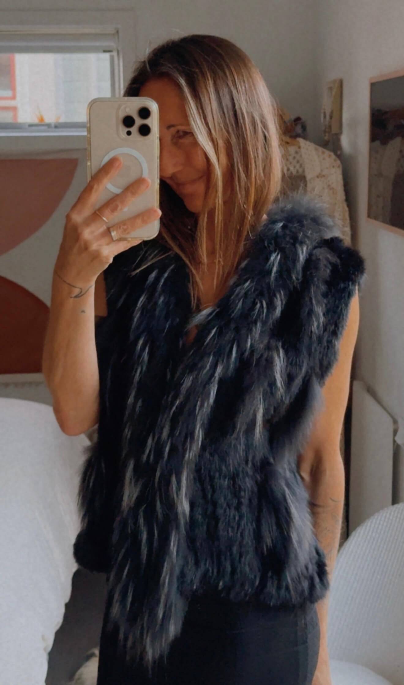 RABBIT FUR VEST // NOIR // Small