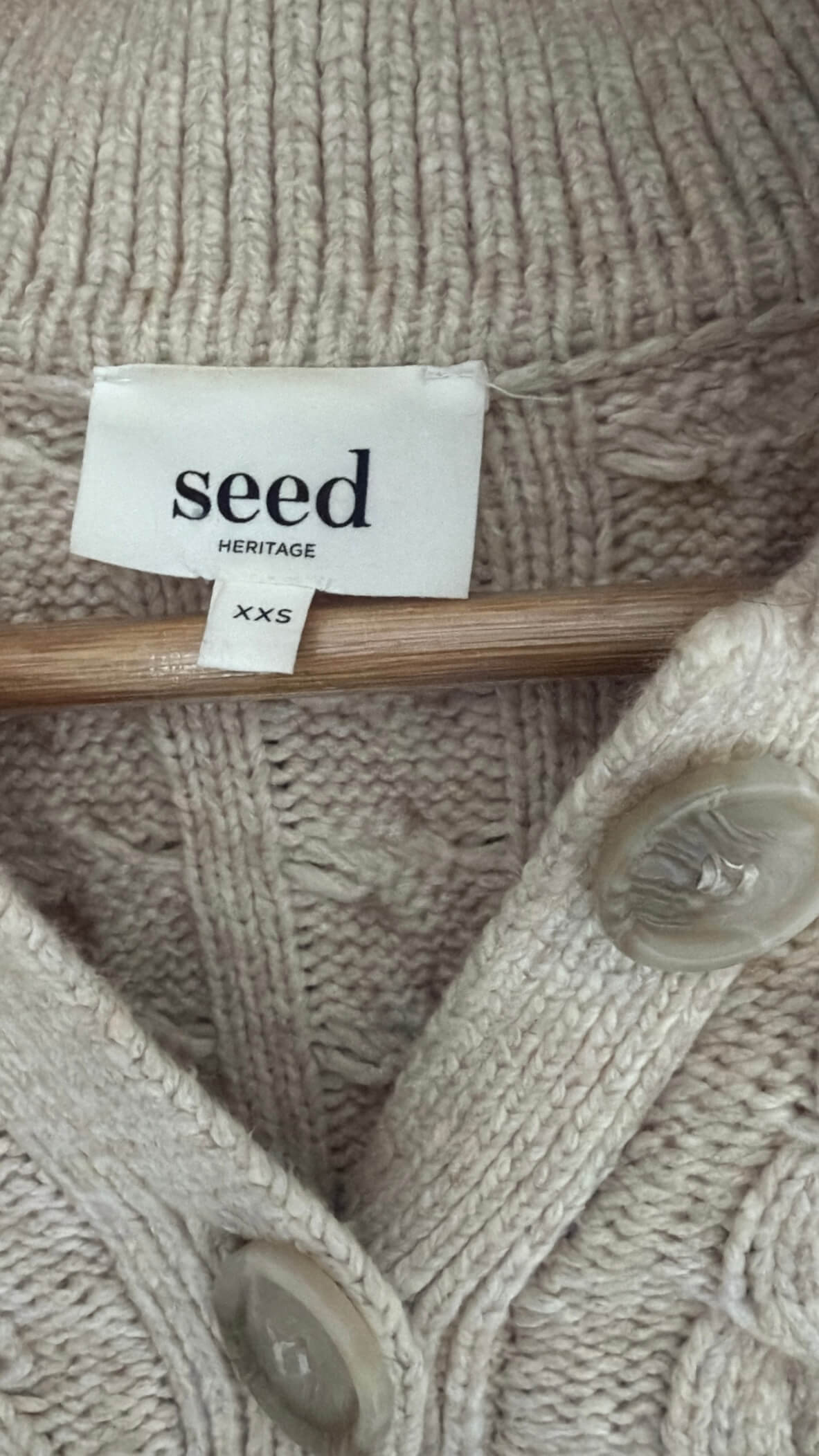 SEED HERITAGE // Oatmeal Cable Knit // Cotton/Merino blend // XXS