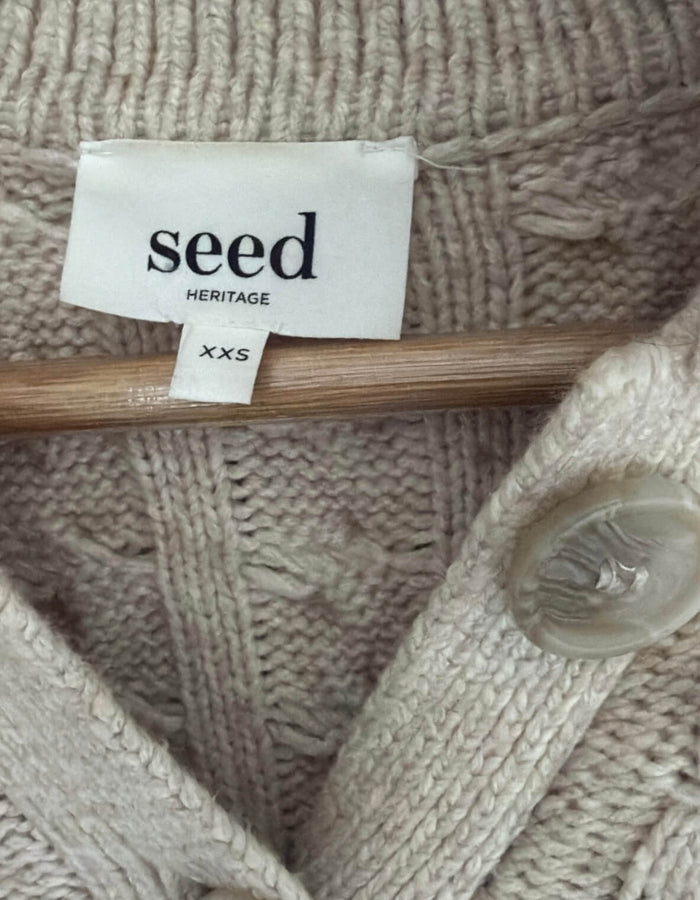 SEED HERITAGE // Oatmeal Cable Knit // Cotton/Merino blend // XXS