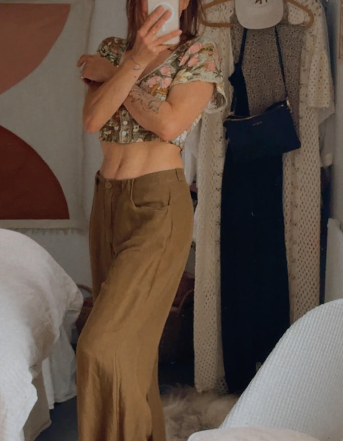 ILAM // Linen Wide Legged Pants // Khaki // Size 8