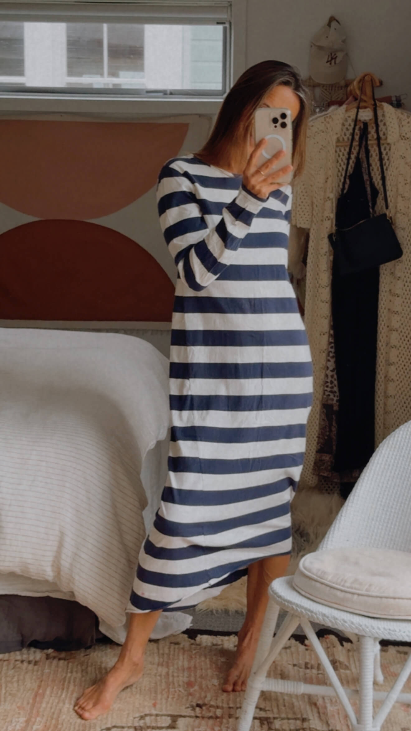 CAMILLA AND MARC // Maxi Tee Shirt Dress // Navy-White Stripe // S/M