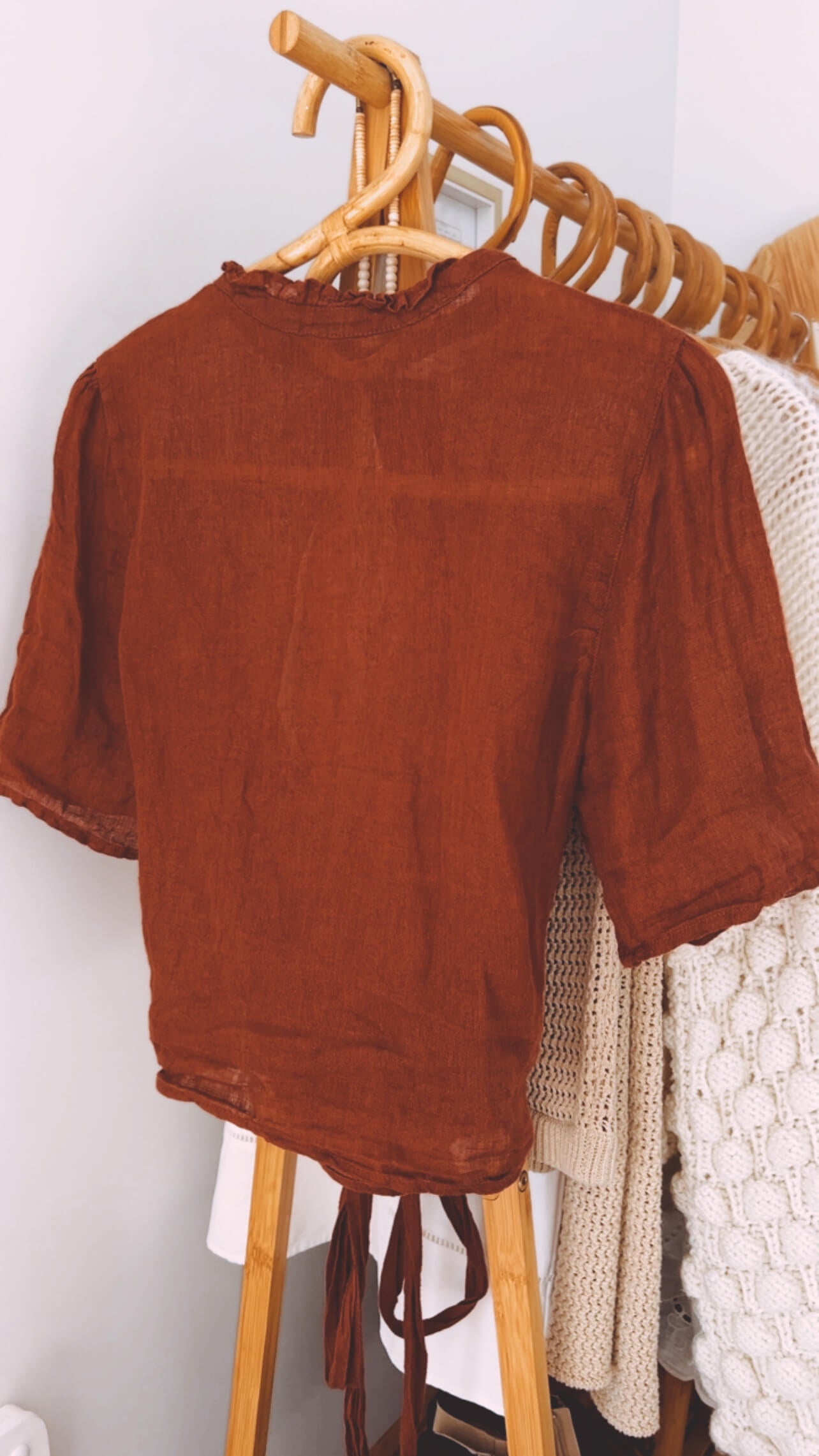 Max Linen Wrap Blouse - Rust // size 10