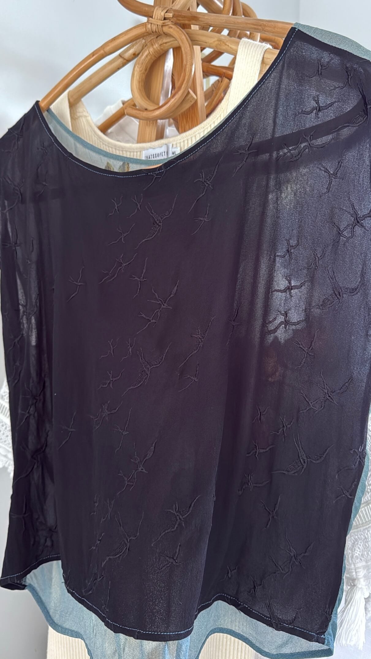 SHERYL MAY // Black Swan Silk Top // MEDIUM