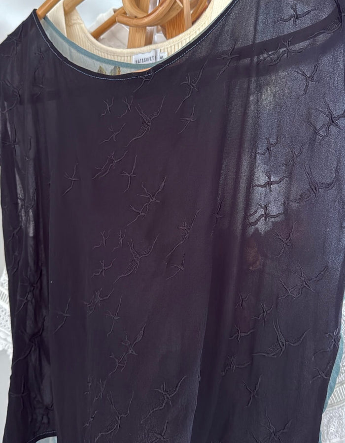 SHERYL MAY // Black Swan Silk Top // MEDIUM