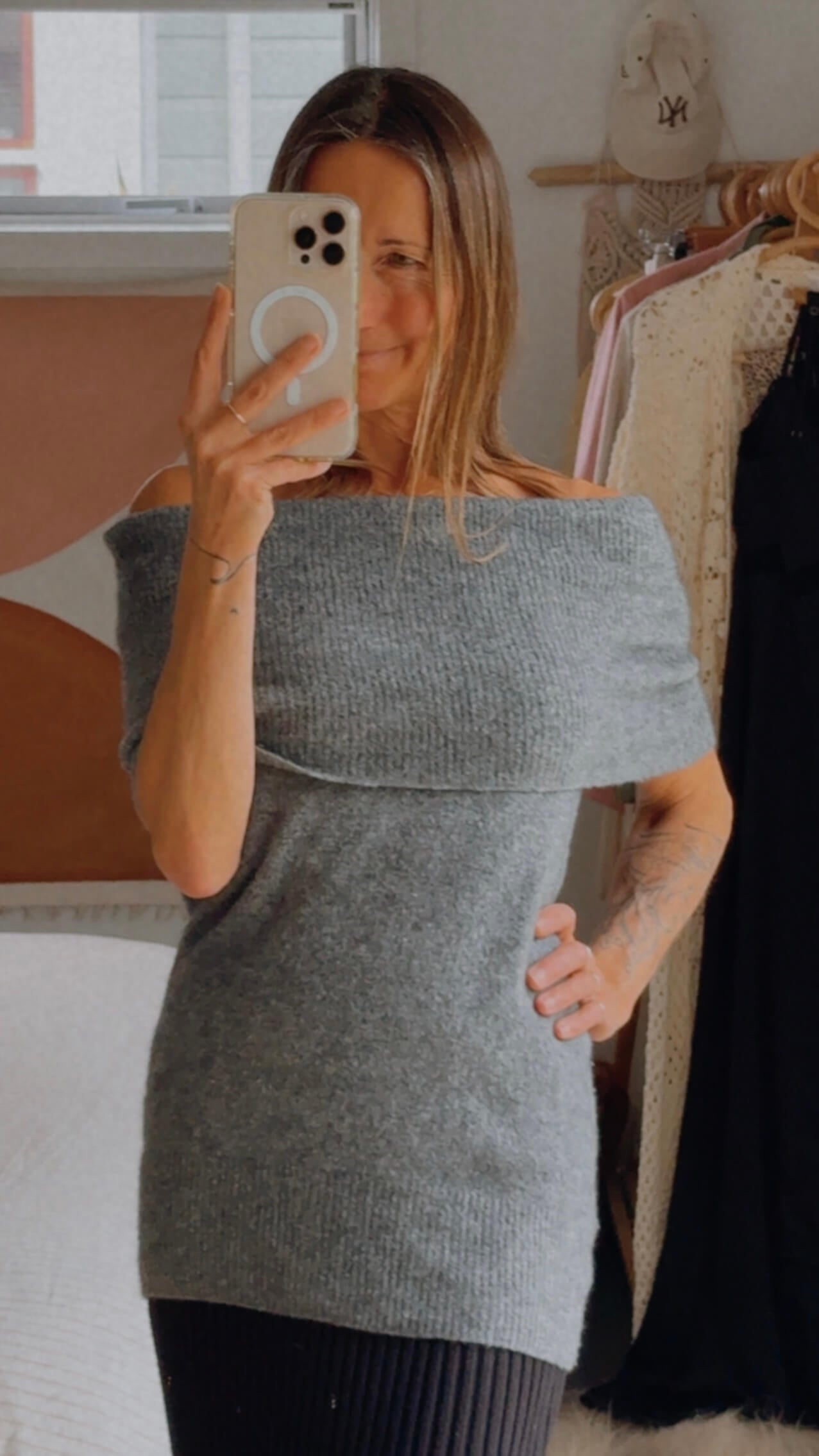 COUNTRY ROAD // OFF THE SHOULDER TANK // GREY MARLE WOOL/YAK // XS