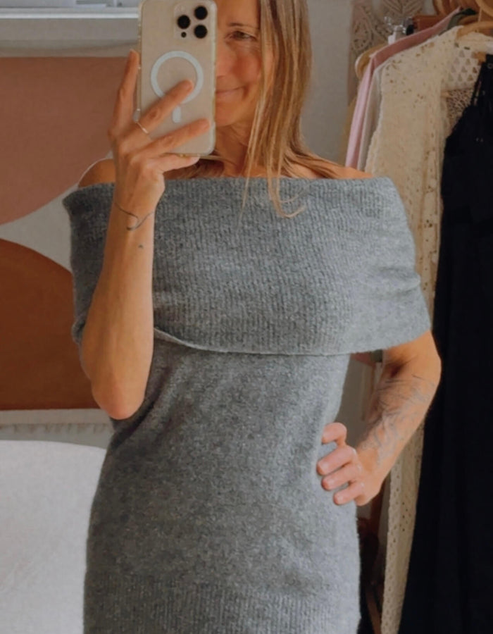 COUNTRY ROAD // OFF THE SHOULDER TANK // GREY MARLE WOOL/YAK // XS