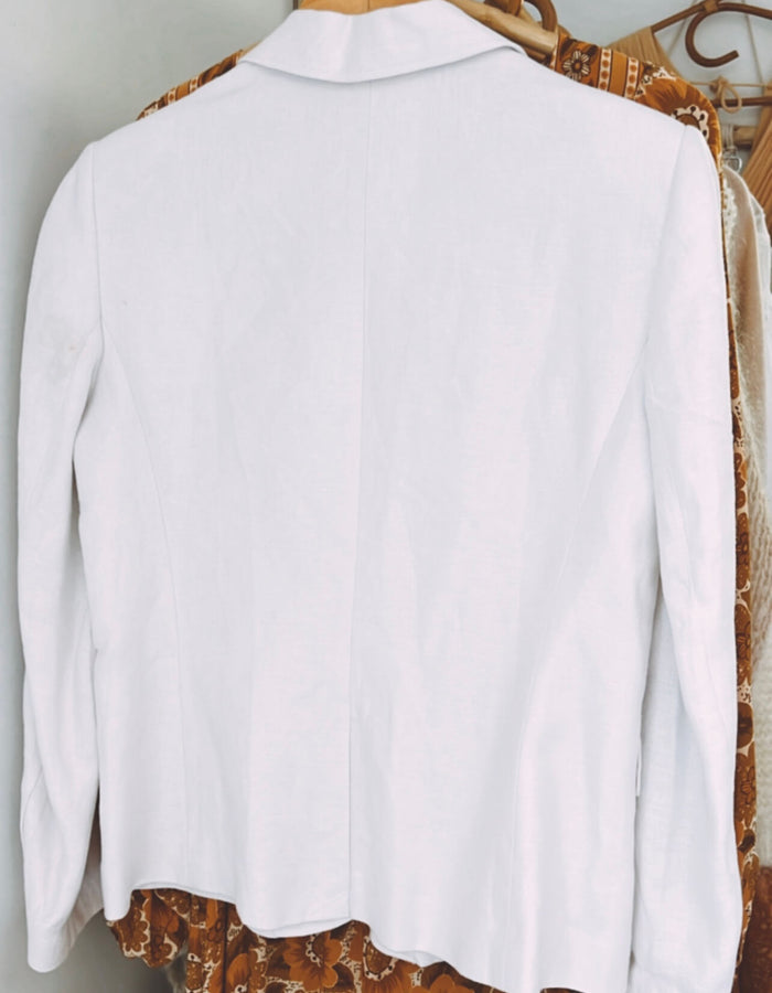 TRENERY White Linen Blazer // Size 10