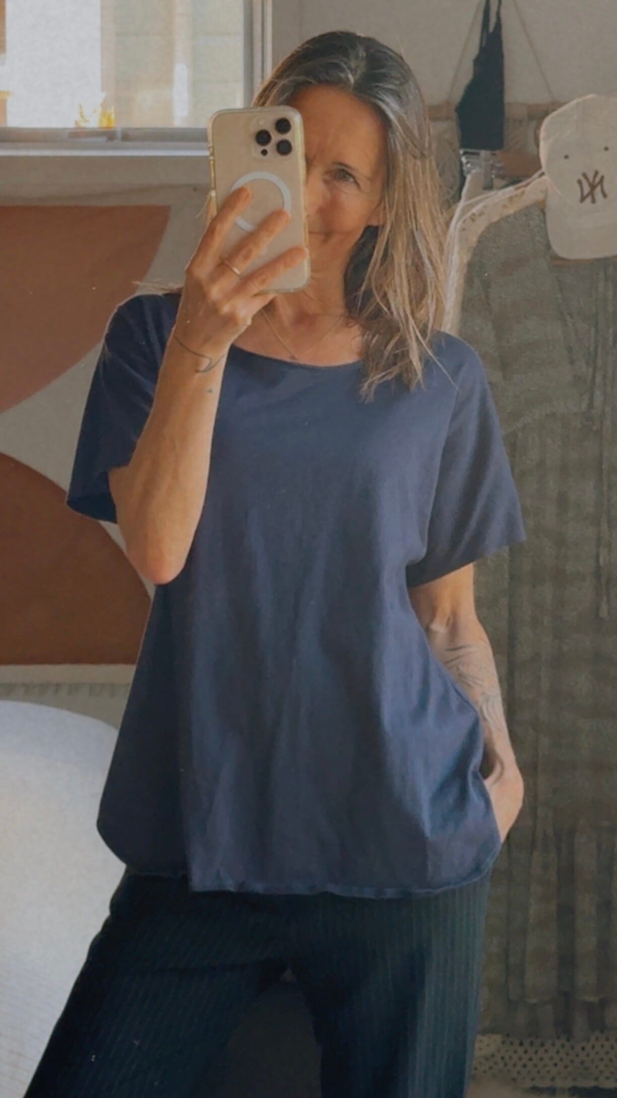 STAPLE + CLOTH // Navy Boat Neck Tee // Small