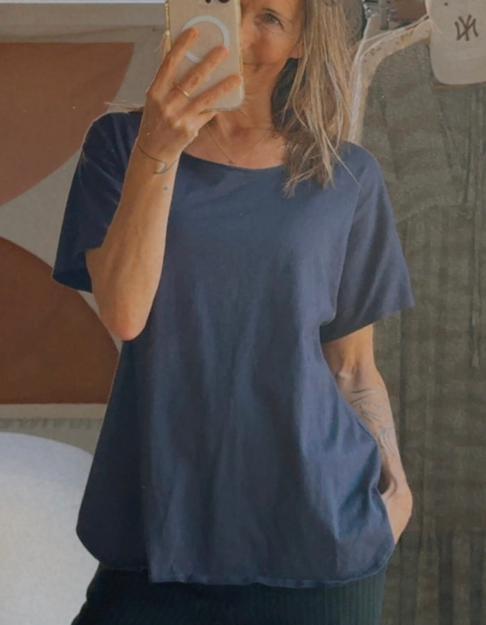 STAPLE + CLOTH // Navy Boat Neck Tee // Small