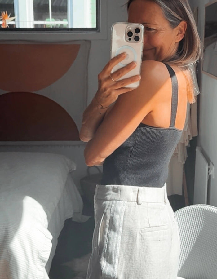 WITCHERY // Ribbed Knit Bustier Top // Black // Small