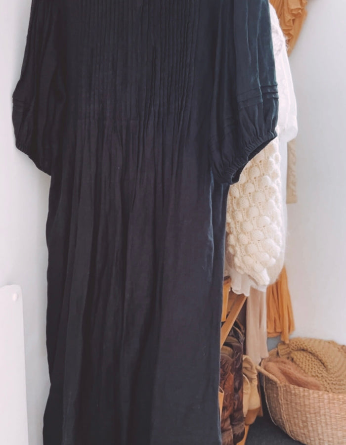 Fabrik Black Linen Maxi Dress // XL