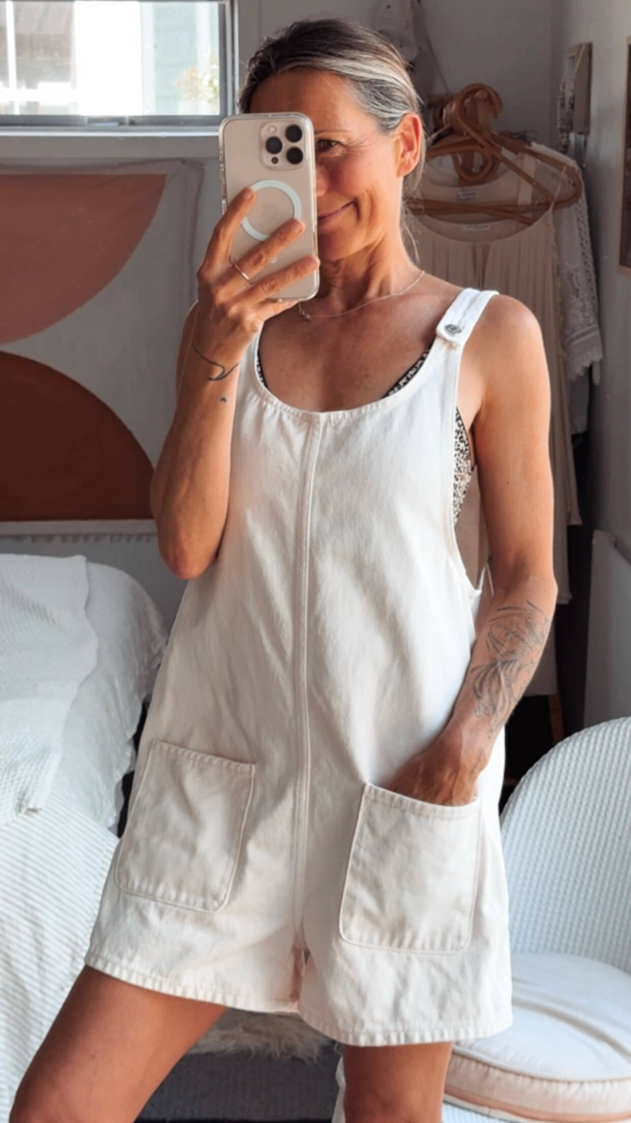 MONKi // Denim Pinafore Romper // Fresh Baby Pink // XS/S