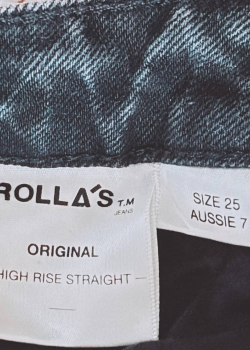 ROLLA'S Original High Rise Straight Jeans // Brad Black // Size 25/7