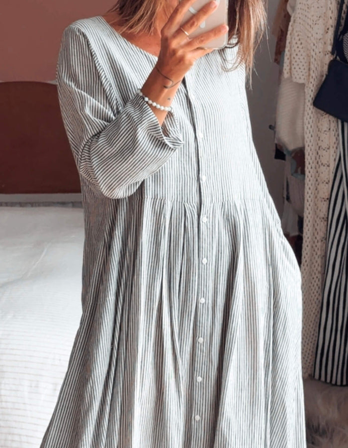 SOHAM DAVE // Grey Pinstripe Dress // S/M