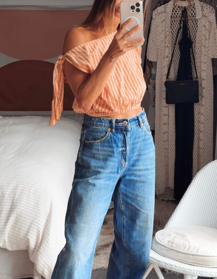 ZULU & ZEPHYR // Striped Cropped Blouse // Size 8 (US 4)