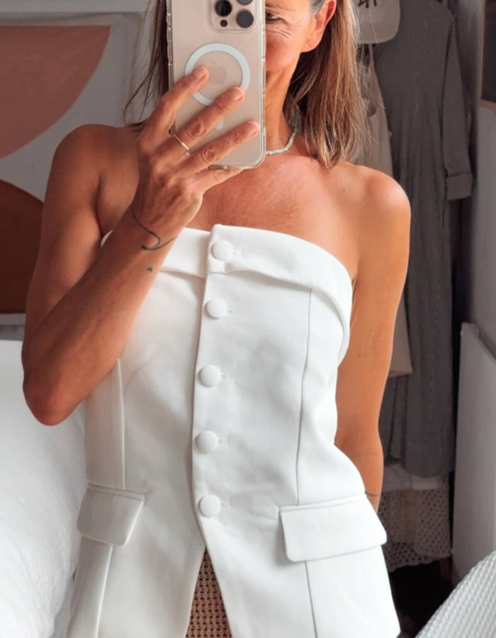 PRINCESS POLLY // Change It Up Strapless Top // White // S/M