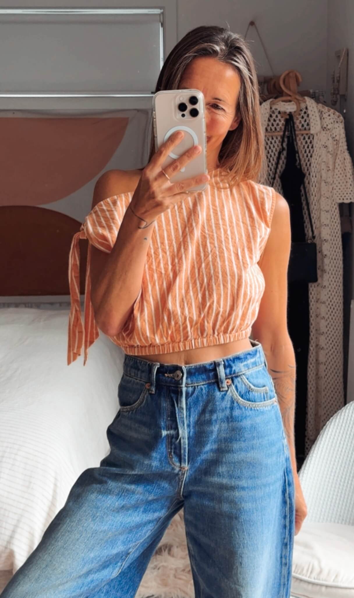 ZULU & ZEPHYR // Striped Cropped Blouse // Size 8 (US 4)