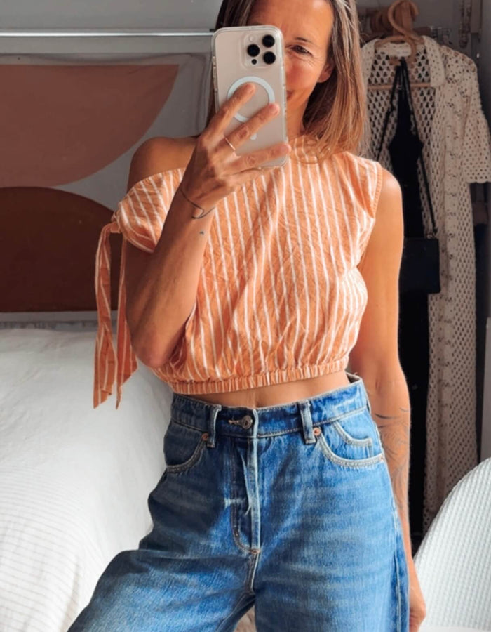 ZULU & ZEPHYR // Striped Cropped Blouse // Size 8 (US 4)